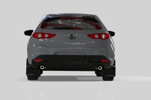 Mazda 3 Hatchback Mud Flaps - Rally Armor - UR Red with White Logo - Red - `19-`25